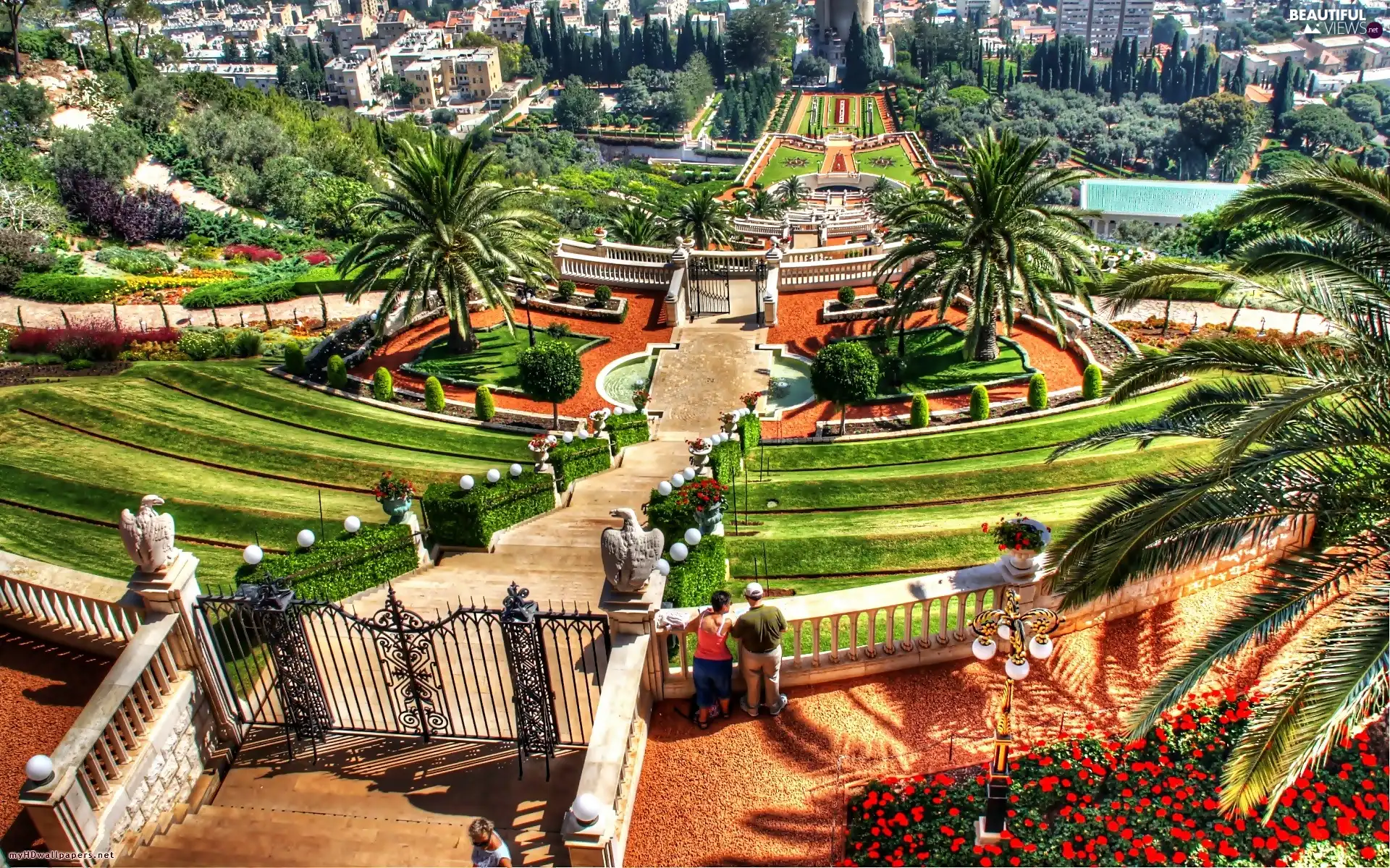 Gardens, panorama, town, The palace