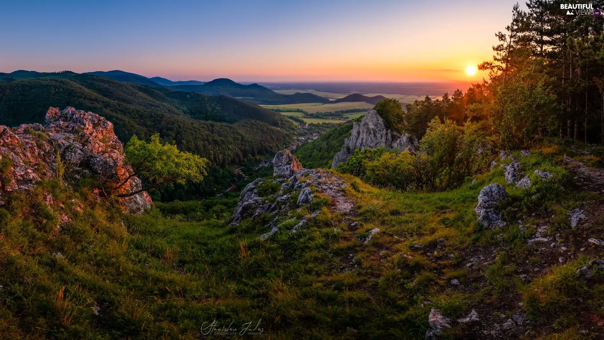 Great Sunsets, Slovakia, trees, viewes, rocks, Mountains