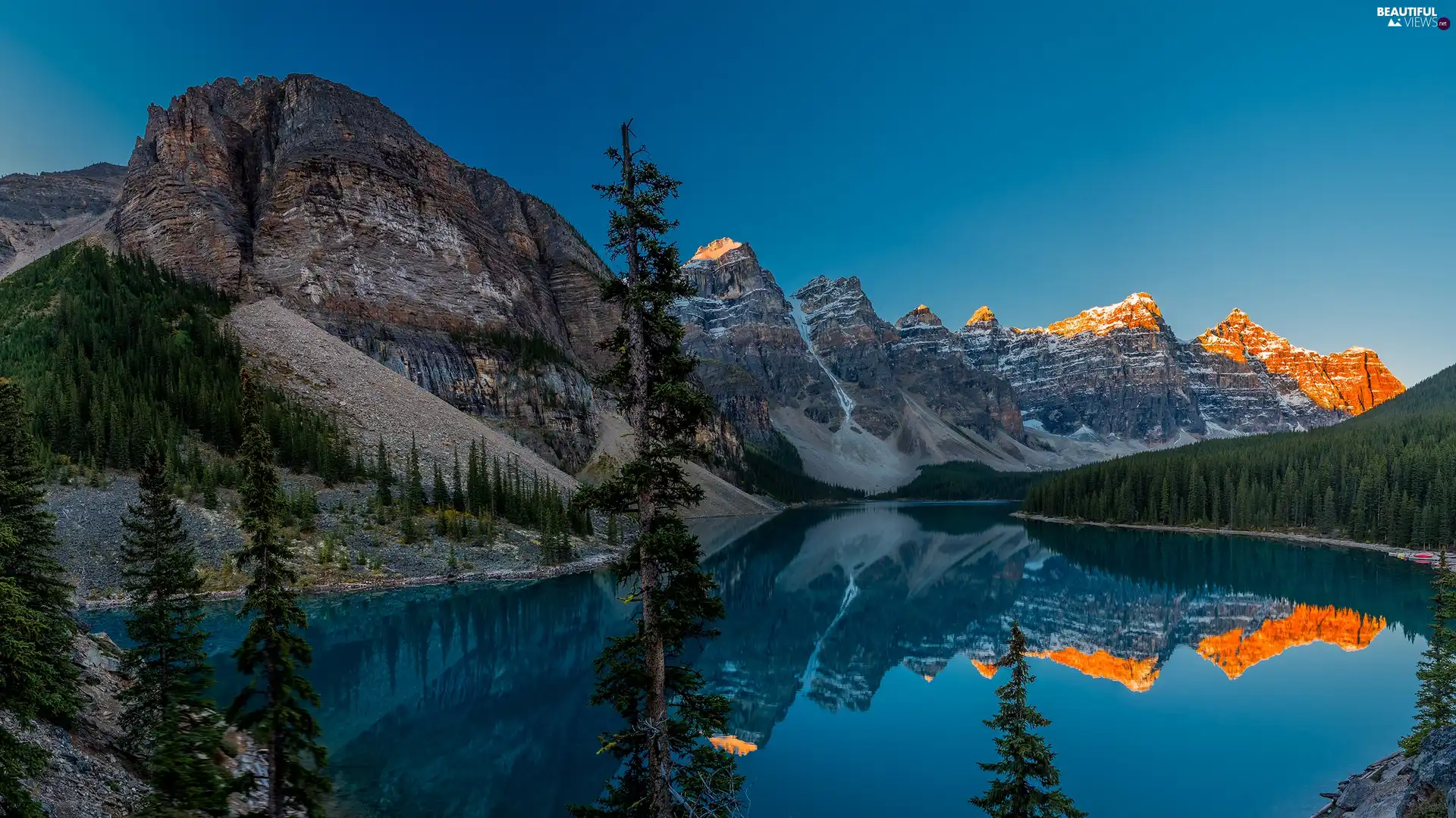 trees, viewes, lake, reflection, Mountains