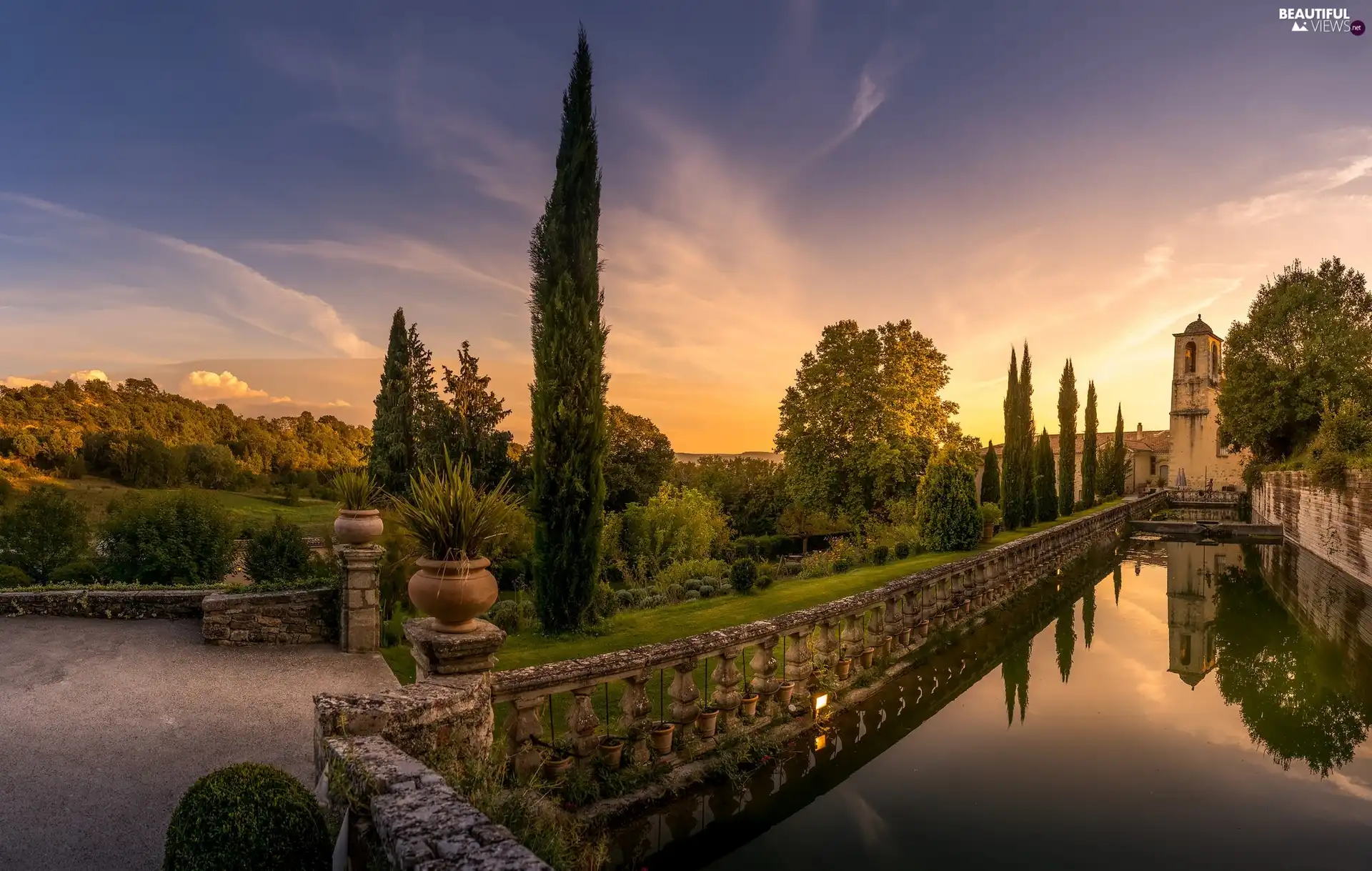 Garden, trees, viewes, Reflecting Pool