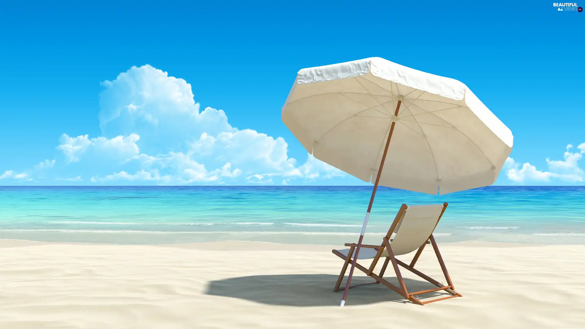 Beaches, Sky, hammock chair, holiday, Umbrella, sea
