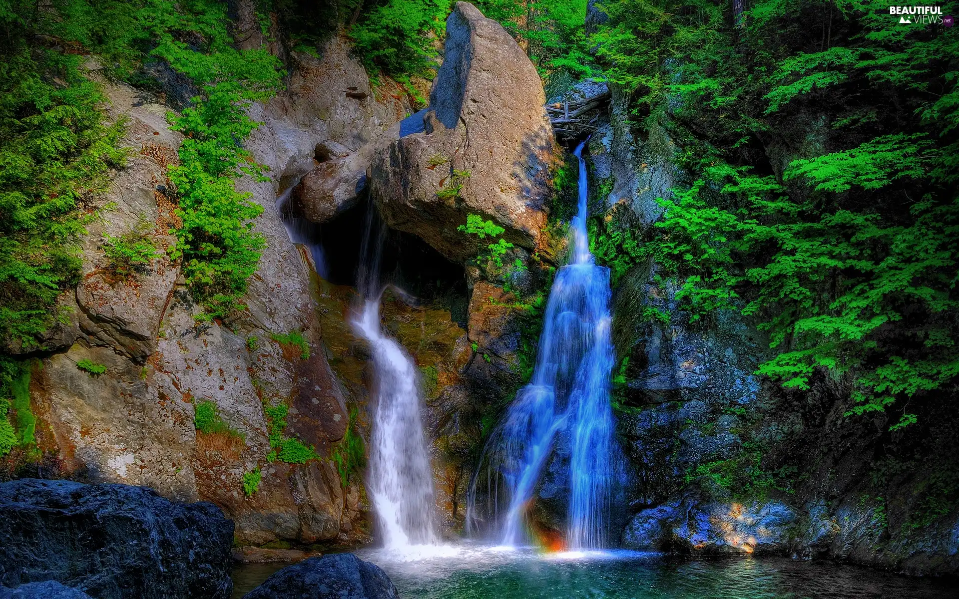 VEGETATION, waterfall, rocks