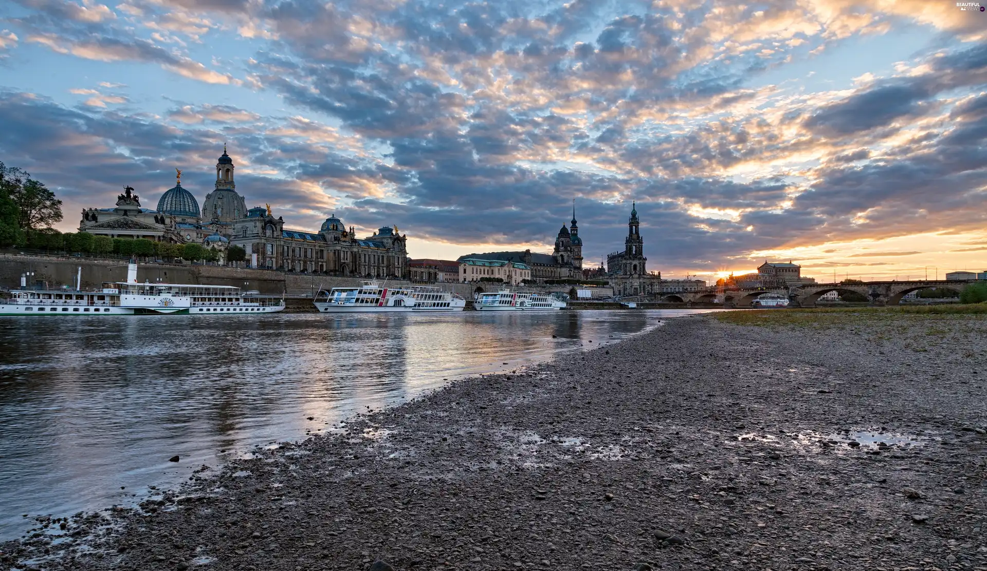 Germany, River, vessels, Dresden