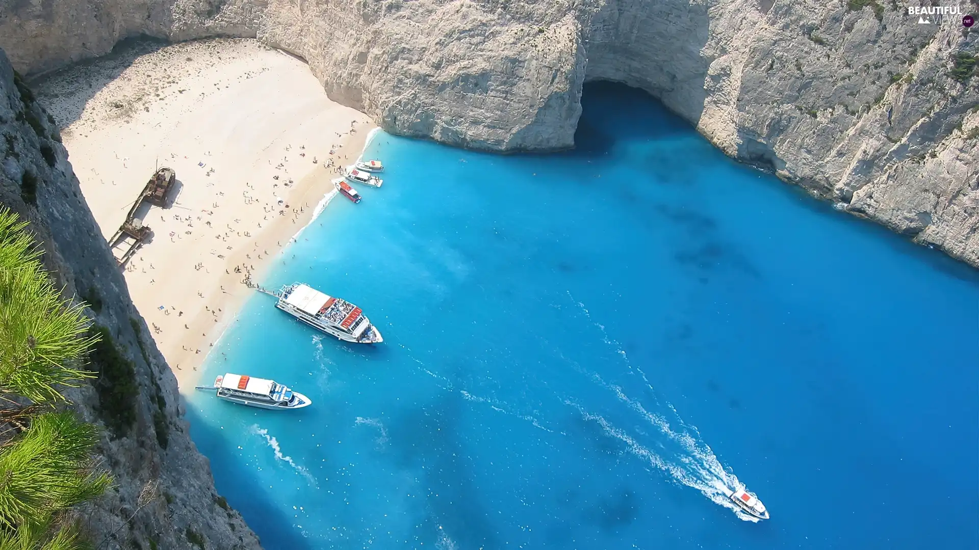 rocks, sea, vessels, Beaches