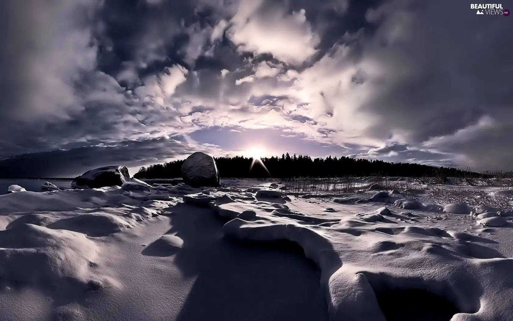 View, winter, clouds