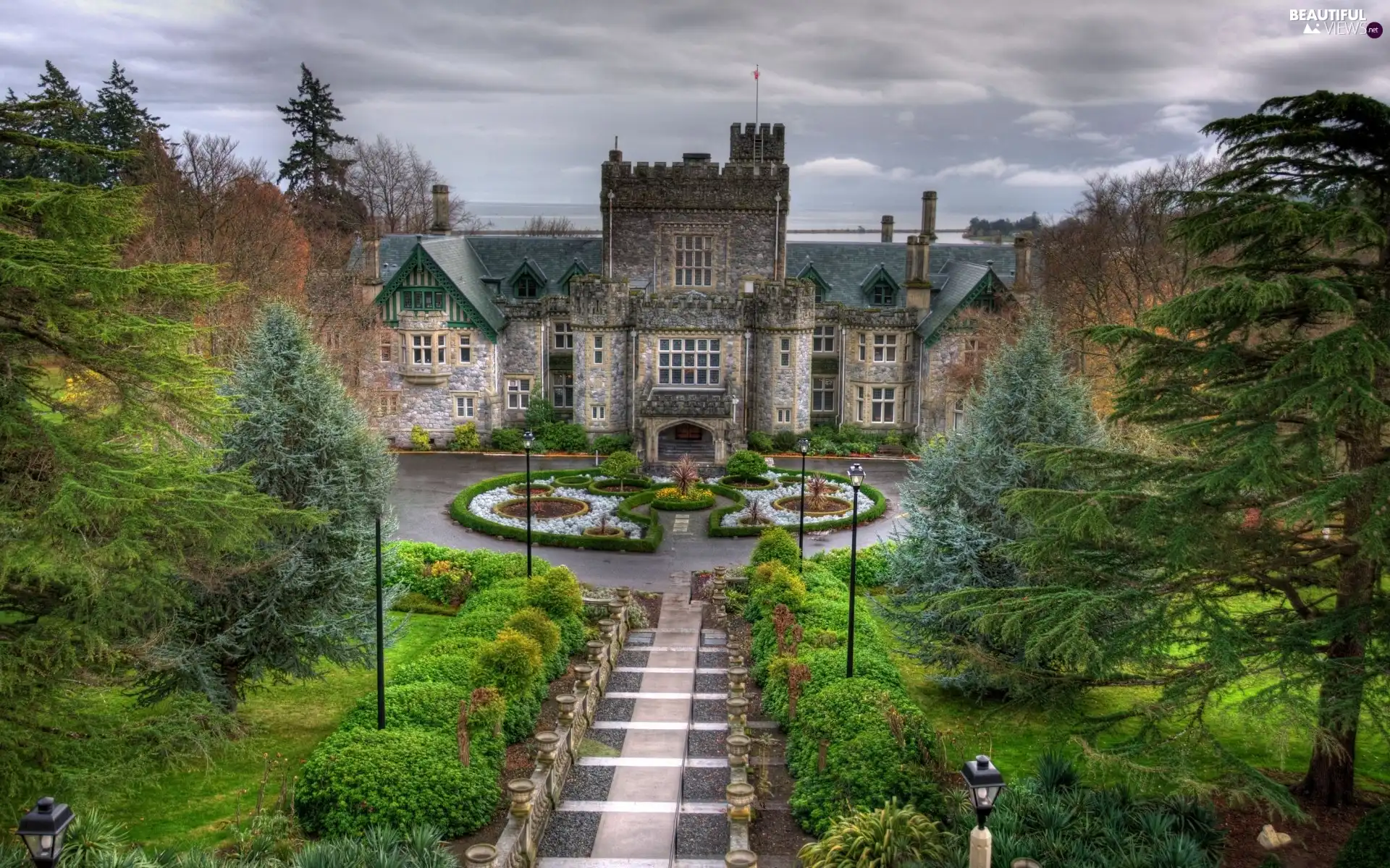 Castle, trees, viewes, Garden