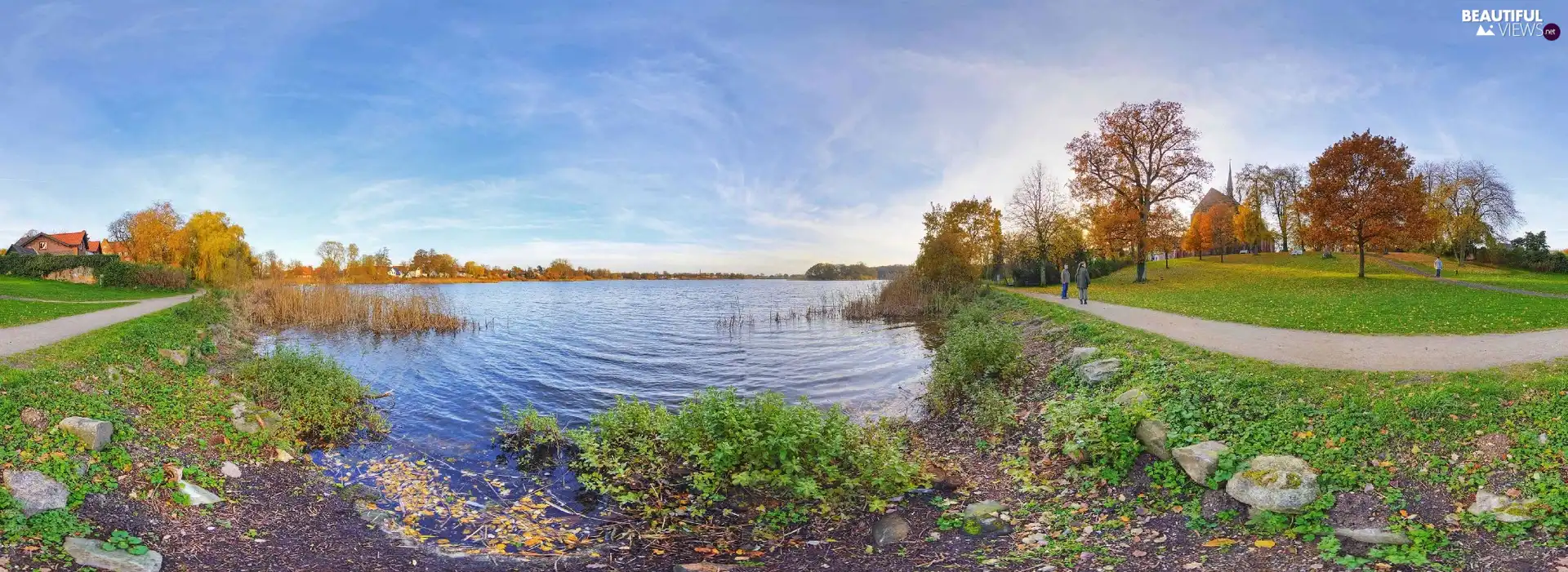 viewes, Sky, Park, trees, lake