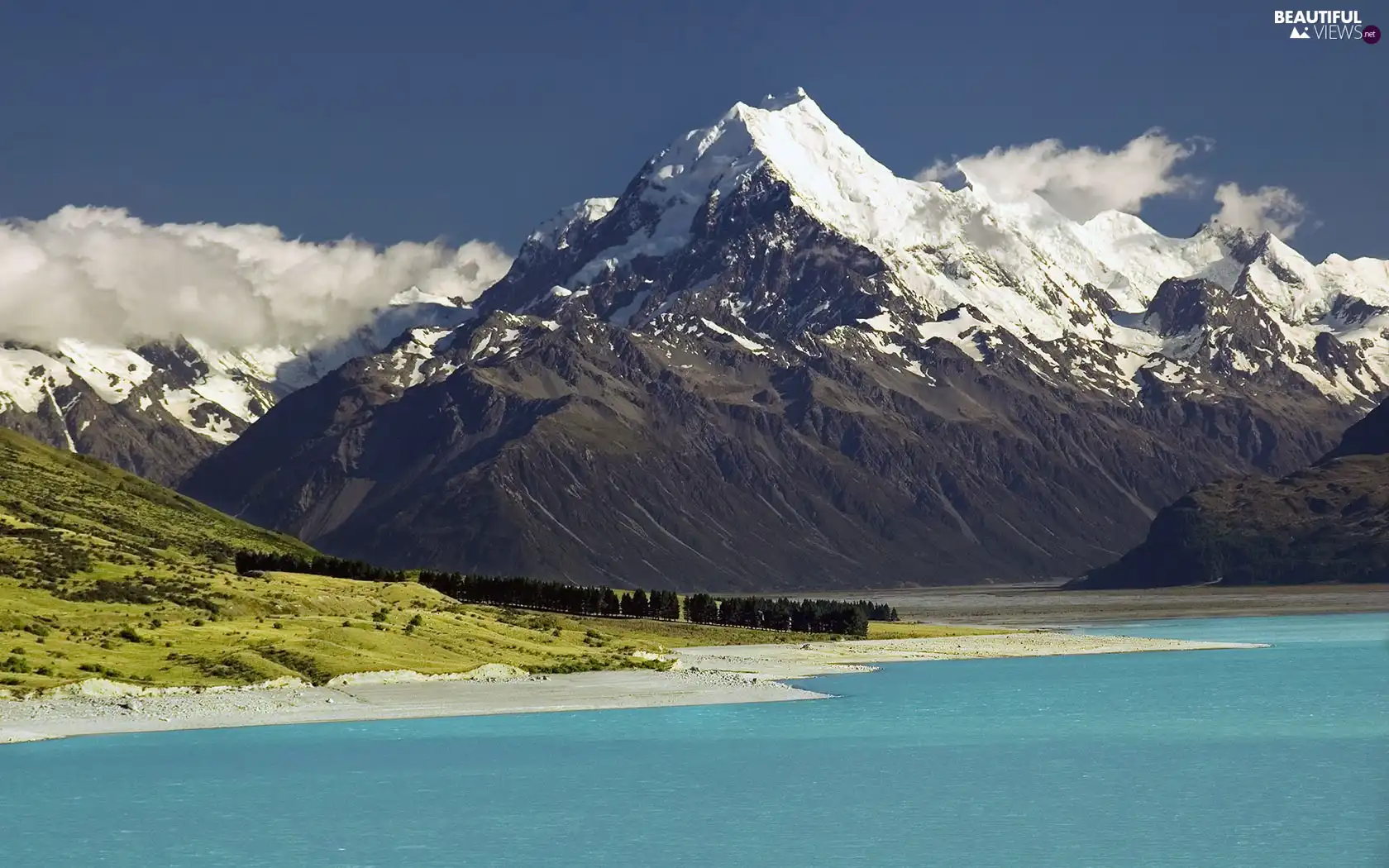 water, Mountains, Blue