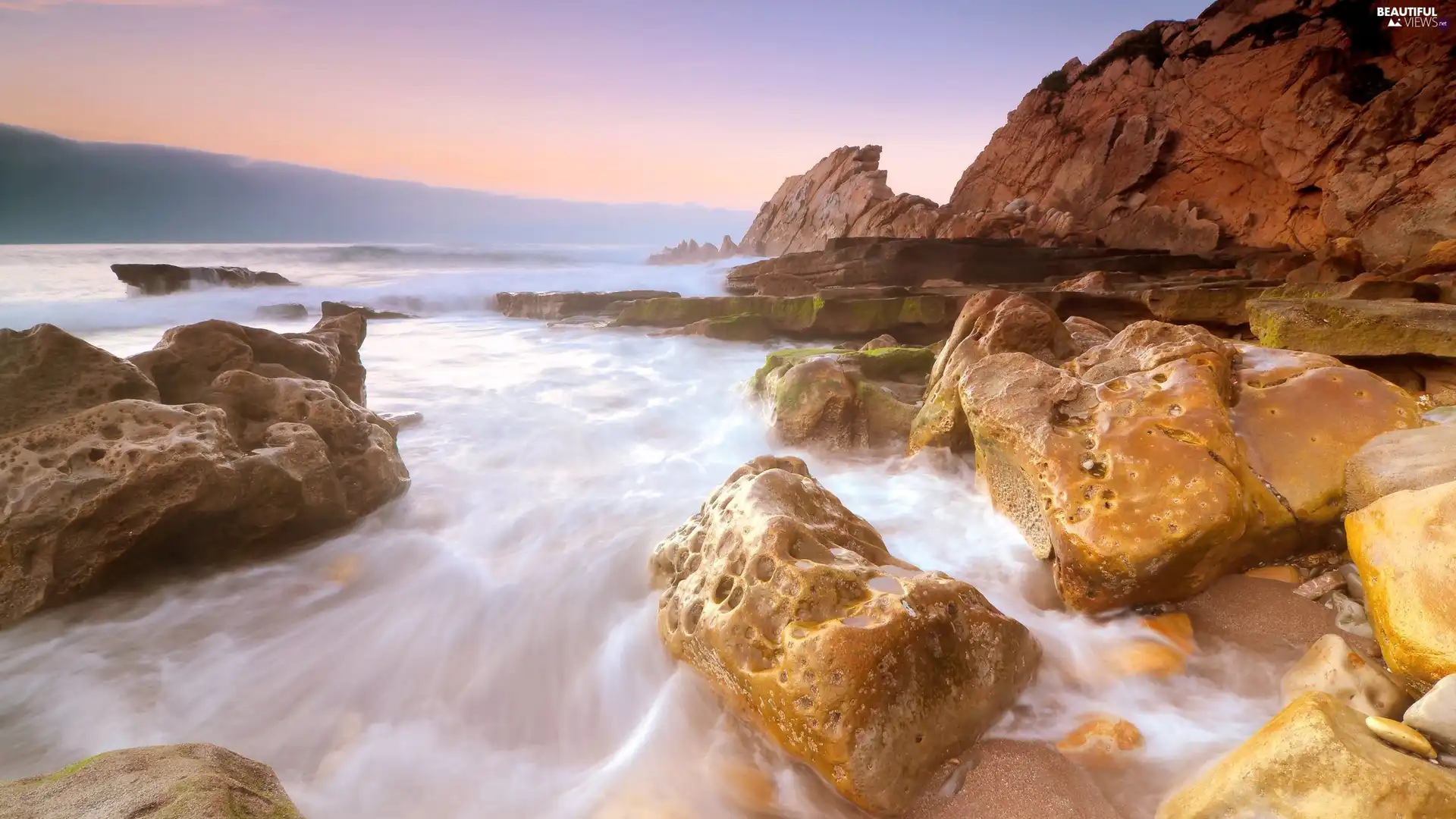 rocks, current, water, Waves