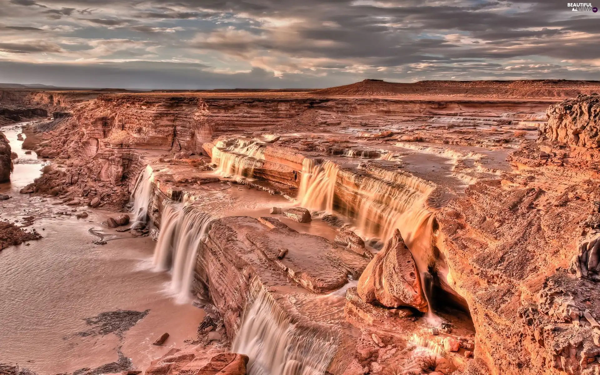 canyon, waterfall