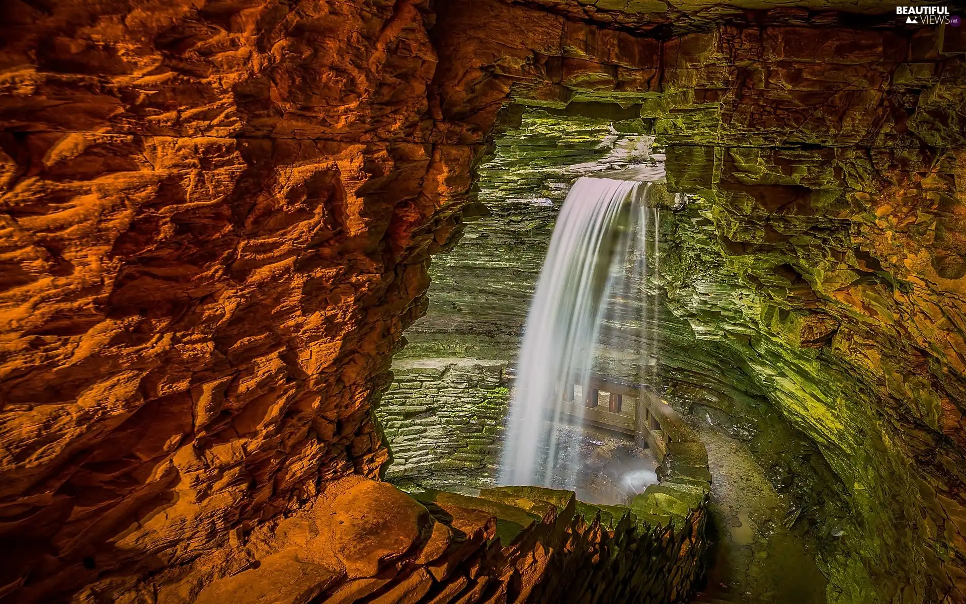 Cavern Waterfall Beautiful Views Wallpapers 1920x1200