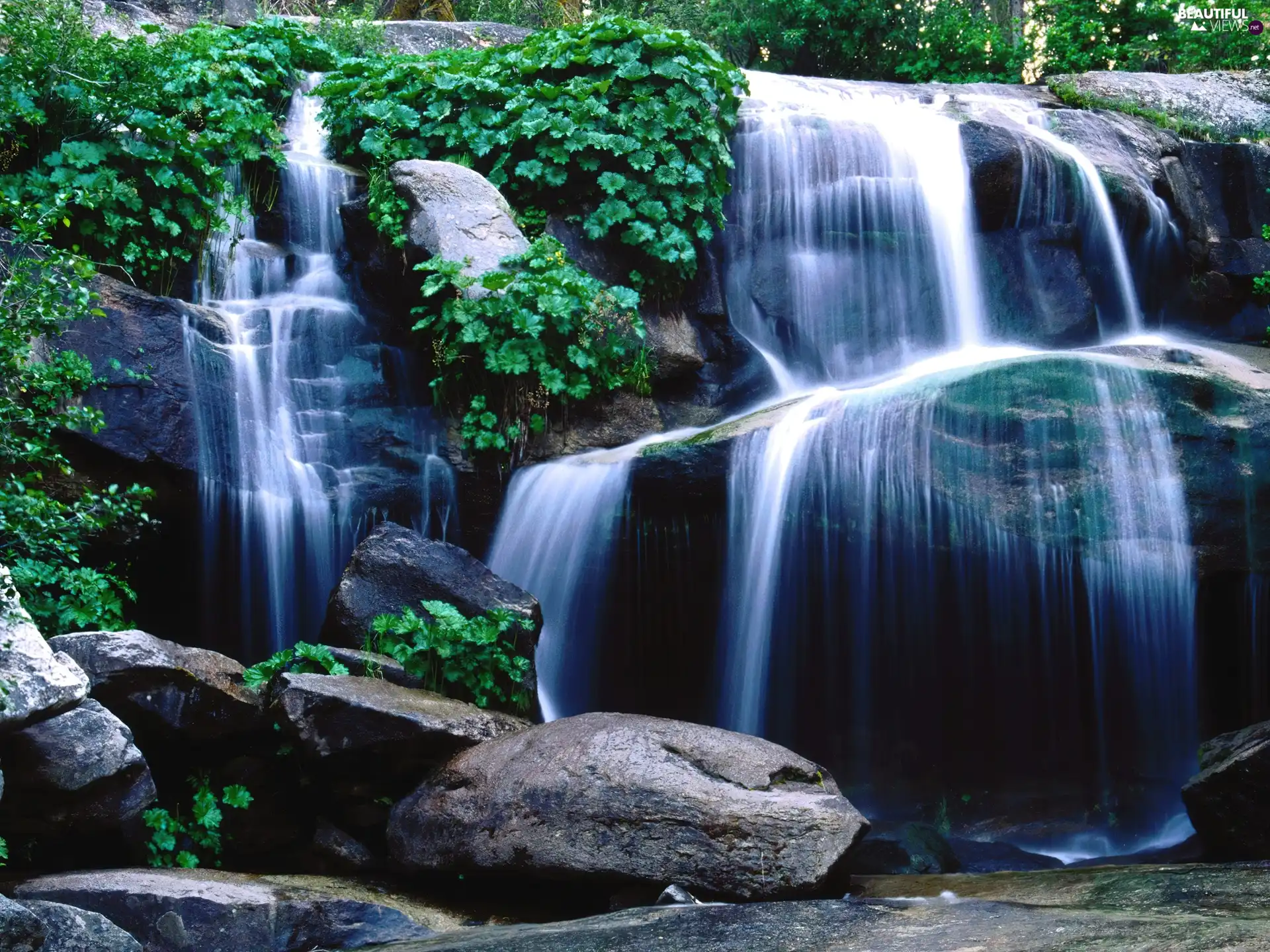 Stones, waterfall