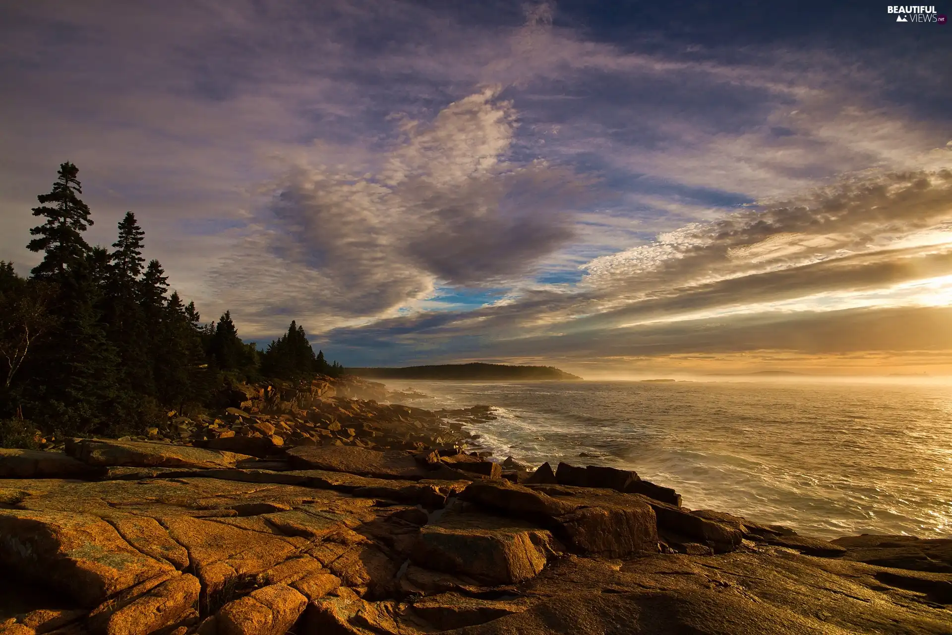 Waves, evening, rocks, sea, Beaches