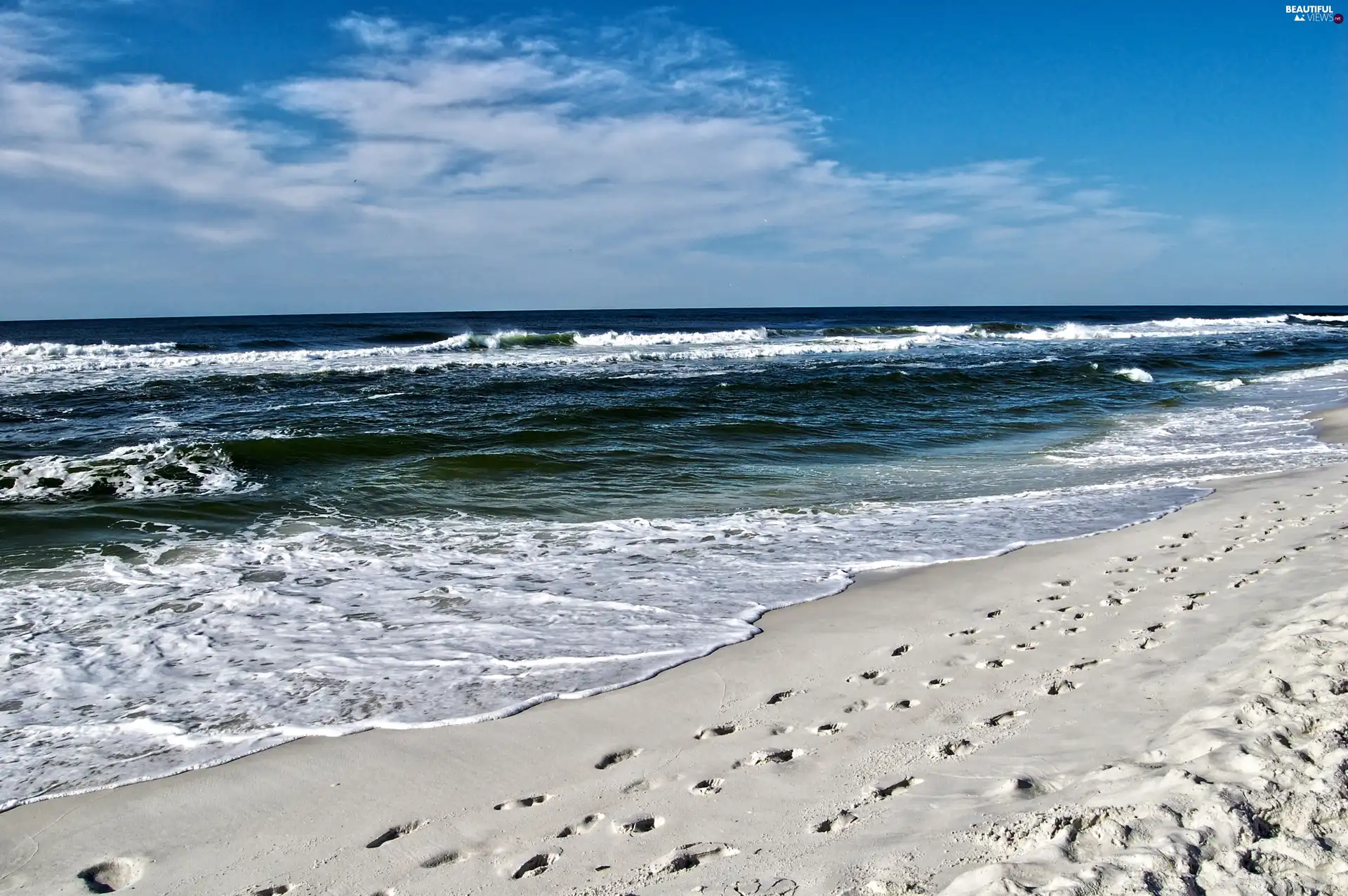 Sky, Beaches, Waves, sea