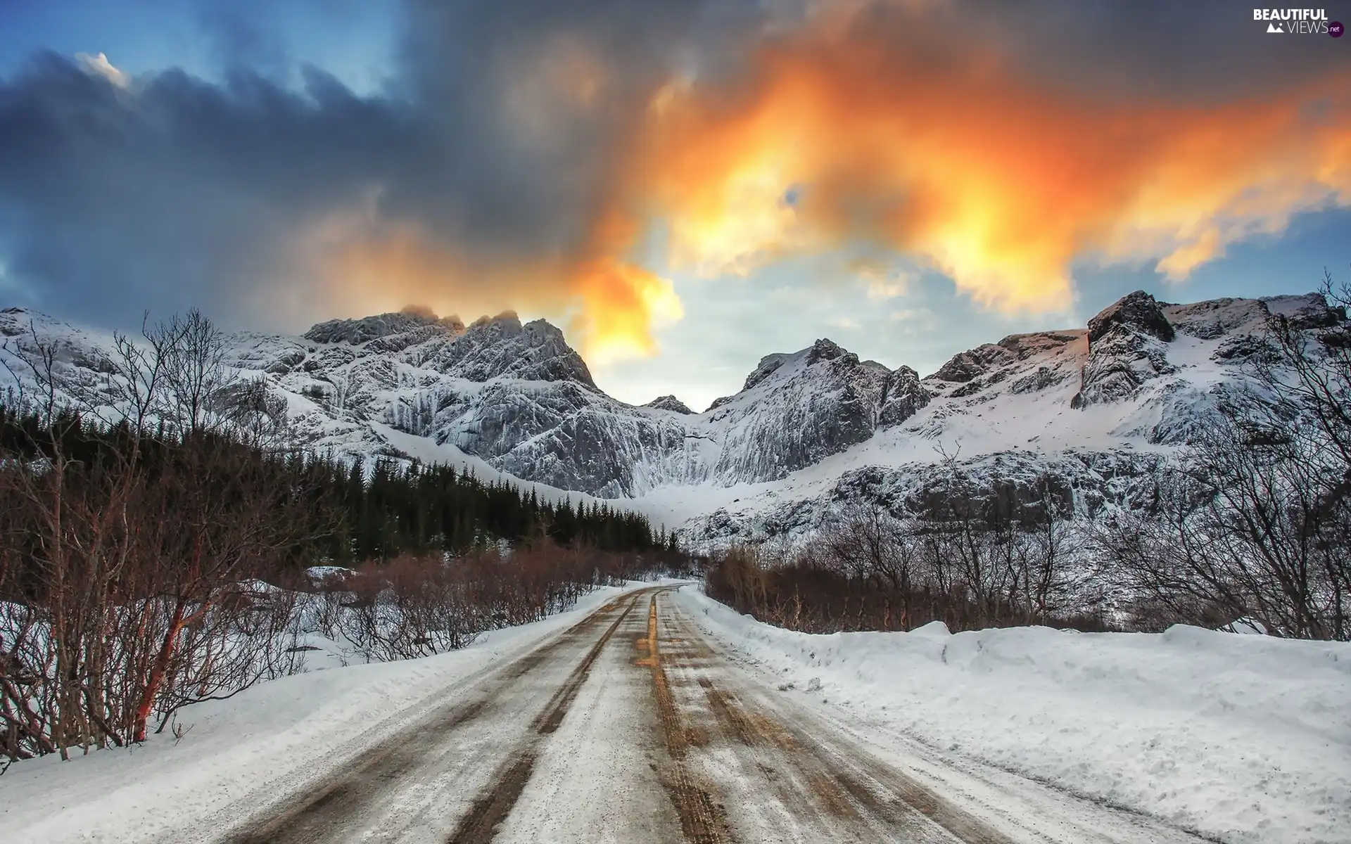 Way, winter, Mountains