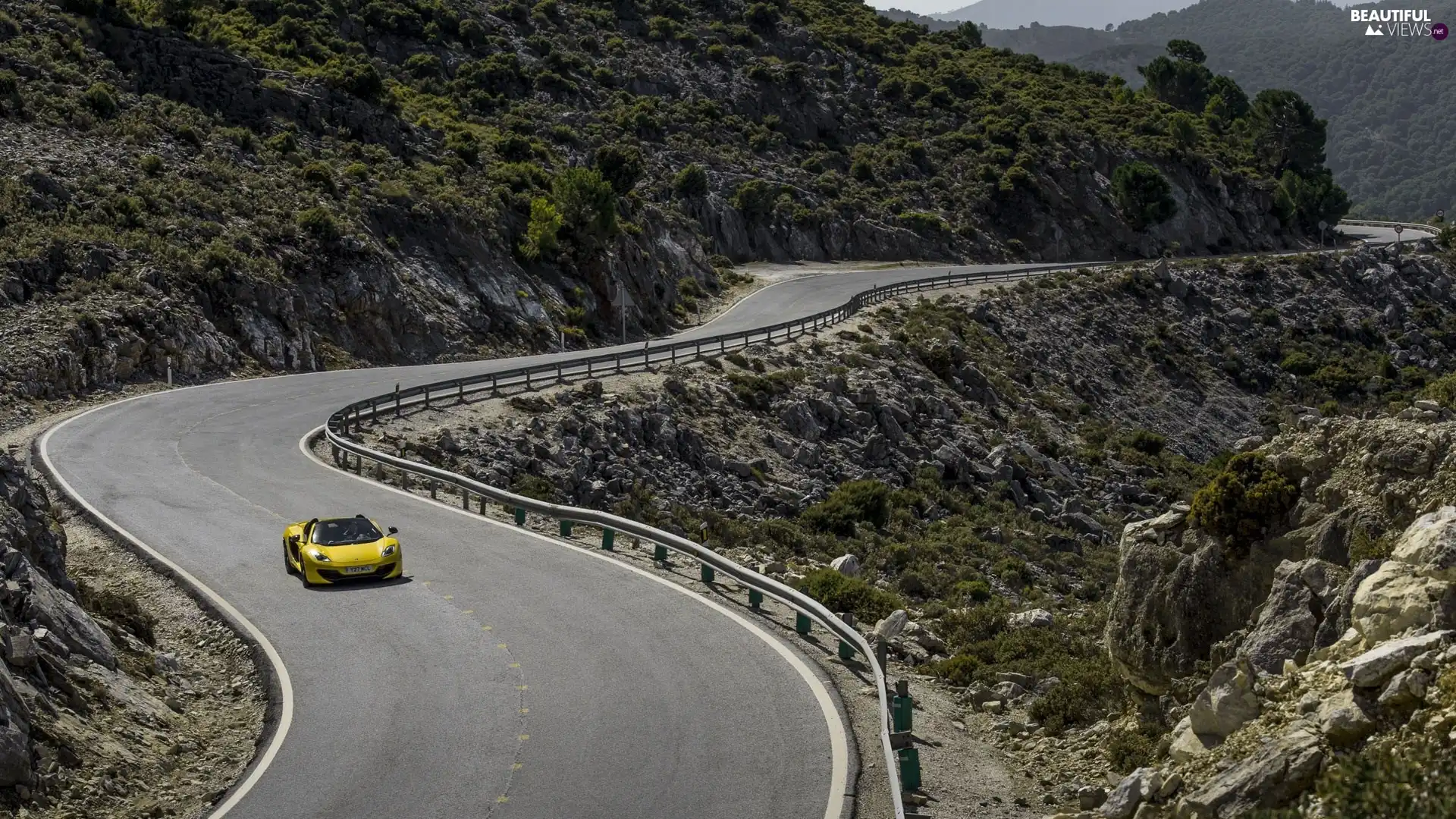 Way, Mountains, McLaren, winding, Yellow