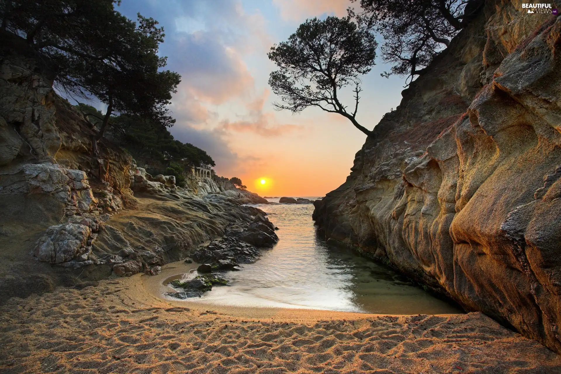 west, sun, Costa Brava, Beaches, Spain