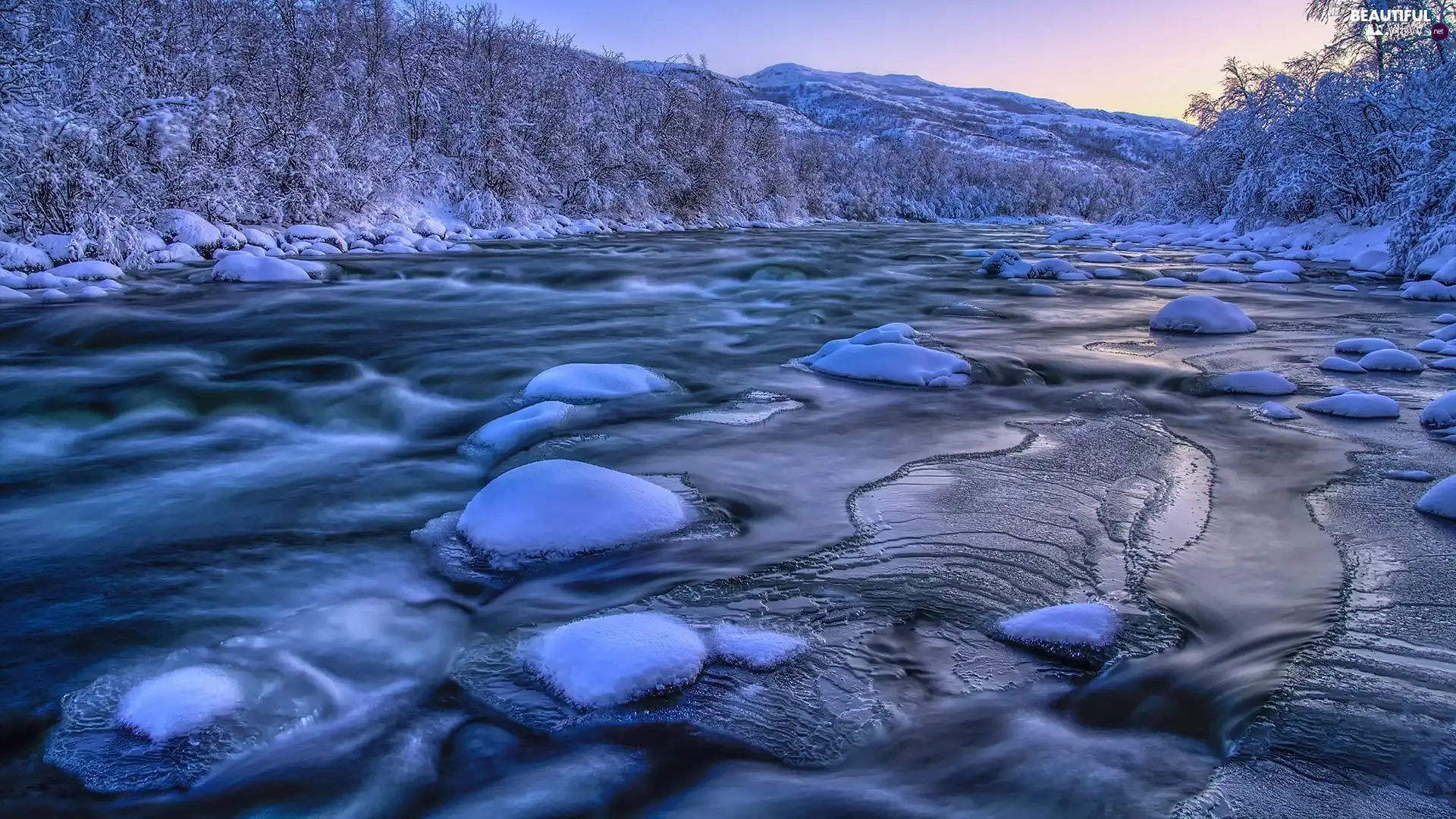 Lakselva River, Norway, winter, Porsanger City