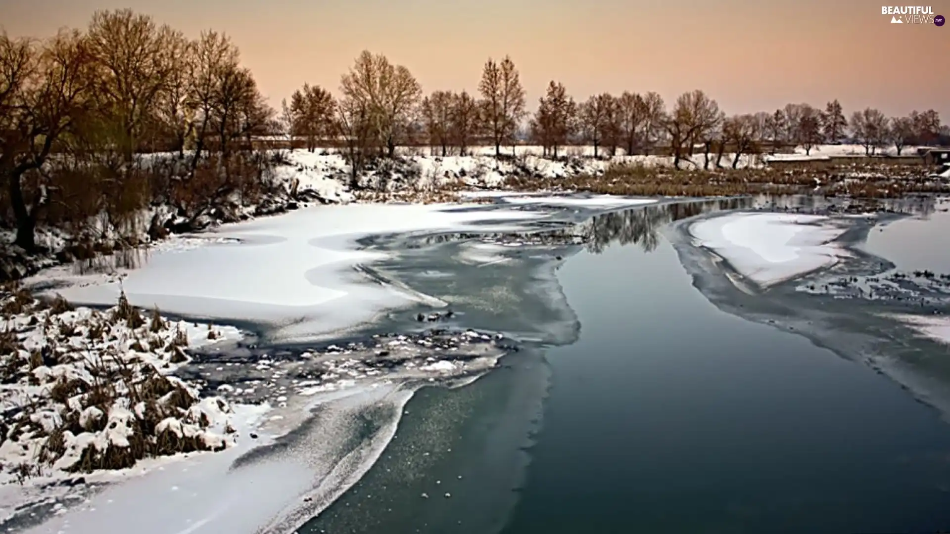 lake, winter