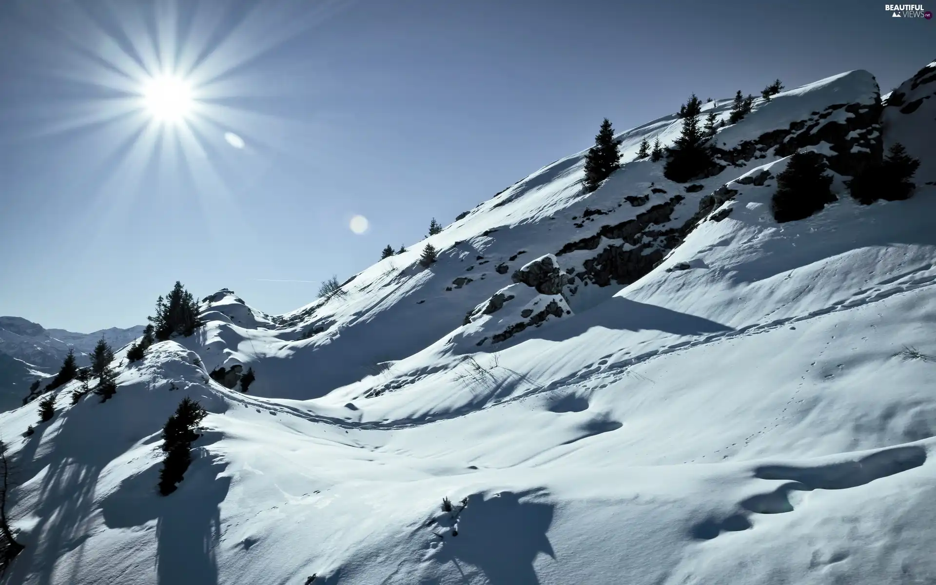 winter, Mountains, snow