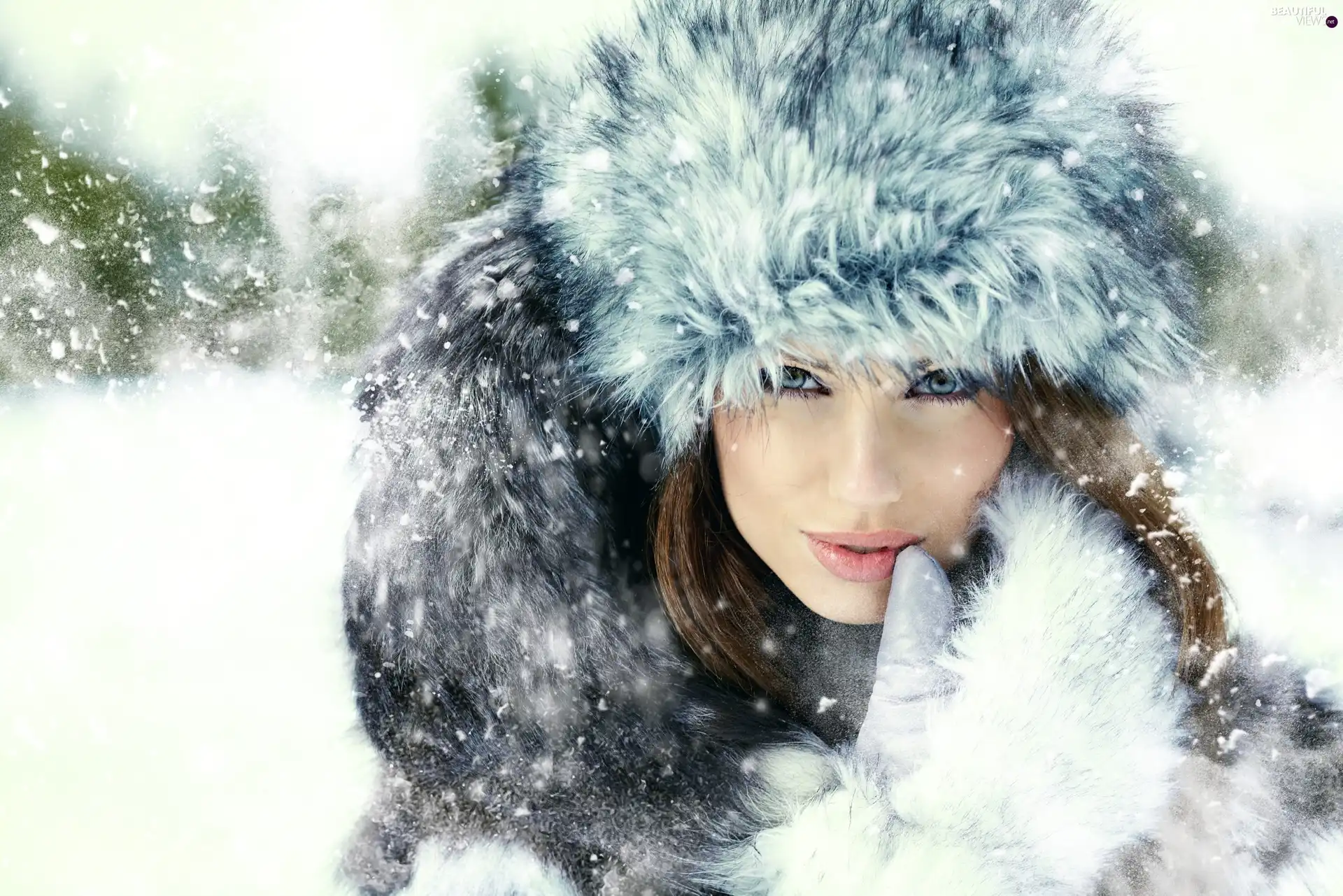 Women, glove, winter, Hat