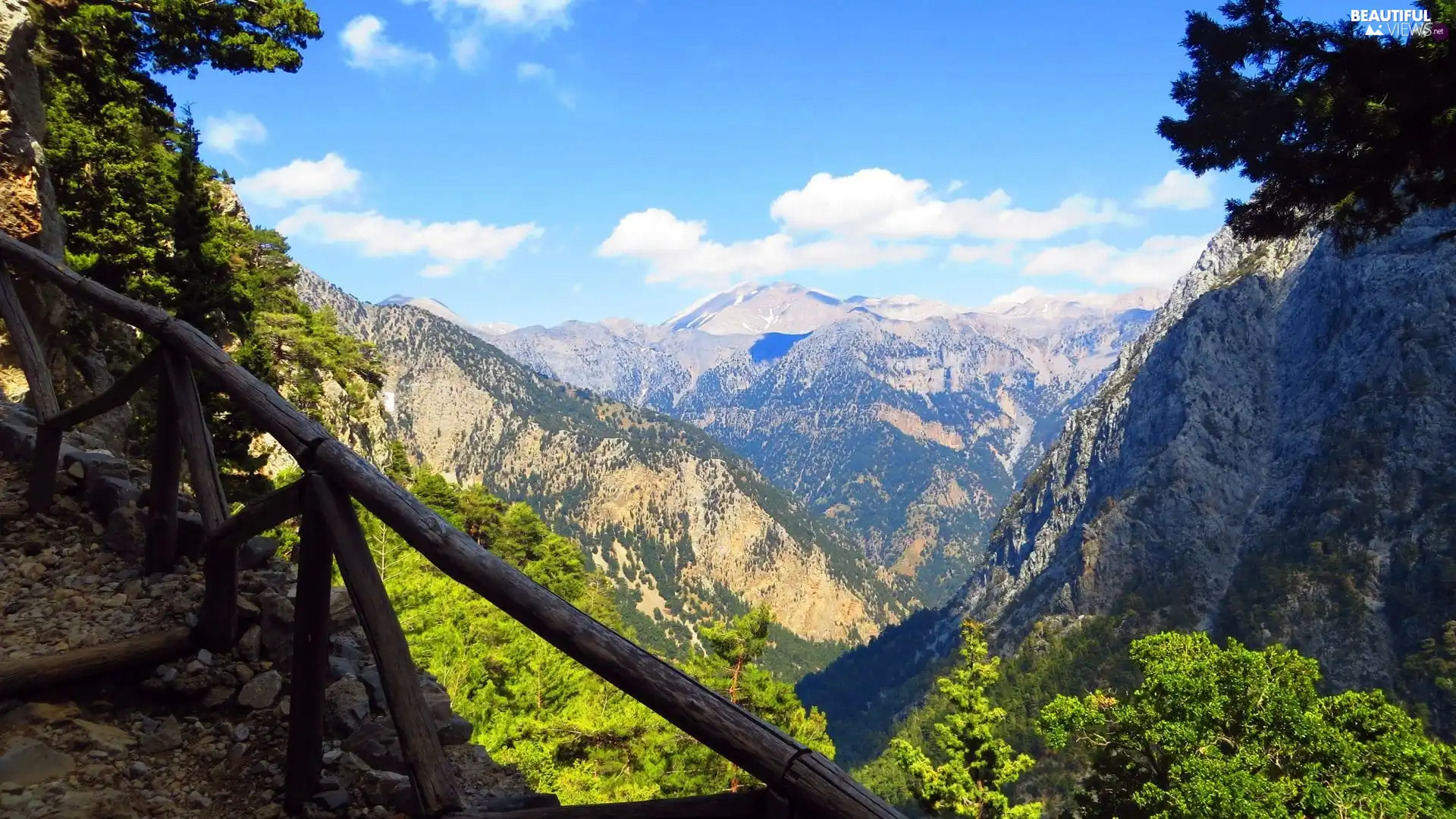 crash barrier, Mountains, woods