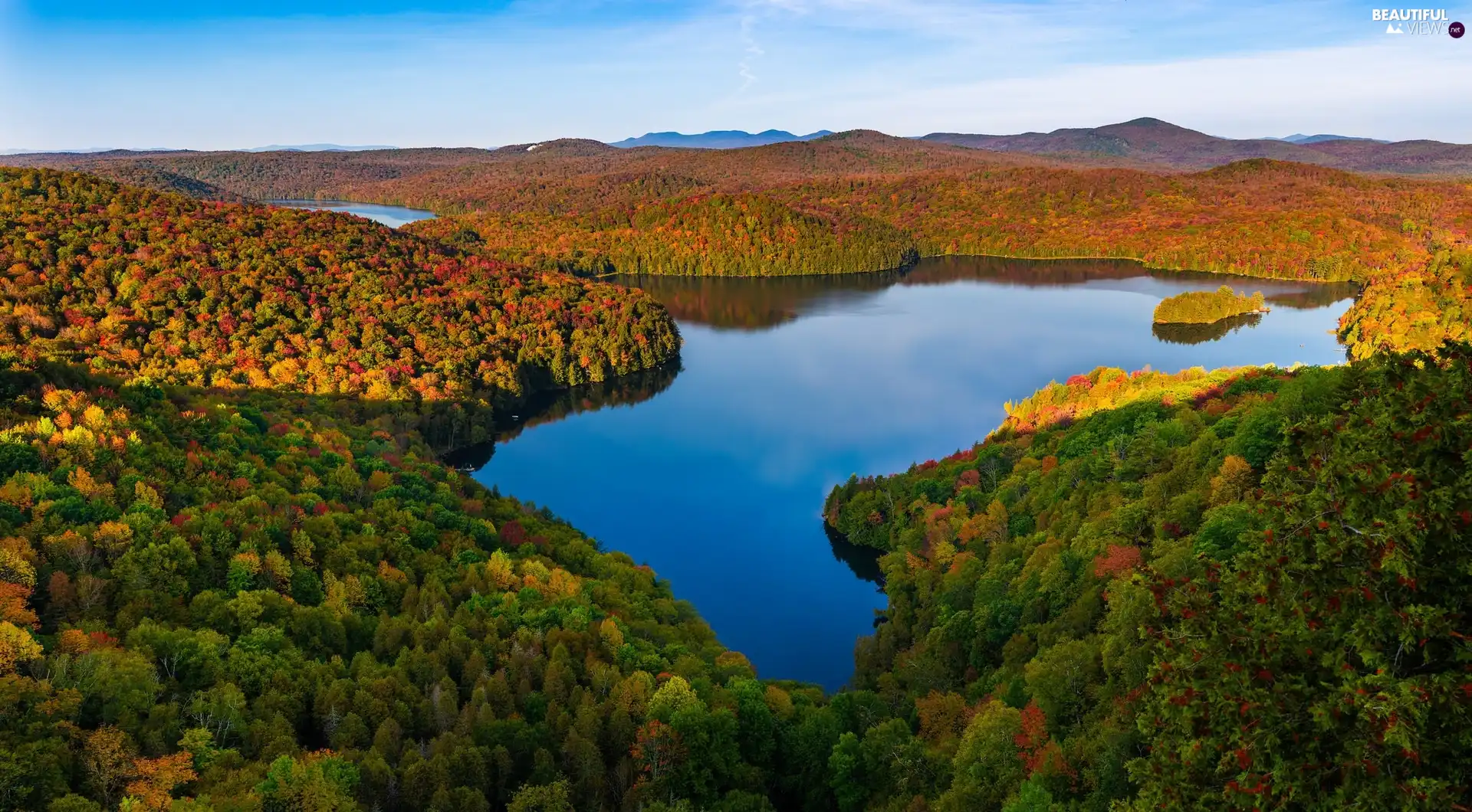 autumn, woods, The Hills, lake