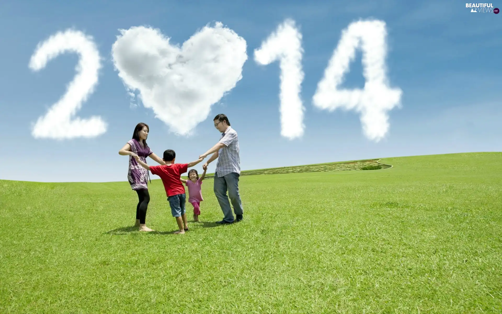 clouds, Family, year, 2014, New, Meadow