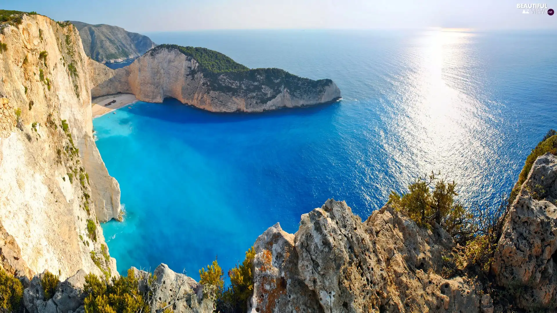 rocks, sea, Zakynthos, Greece, Beaches, Gulf